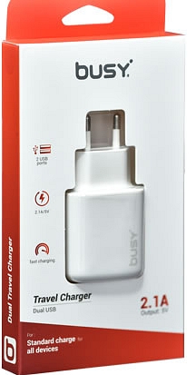 BUSY USB Home Charger2,1A dual 50706