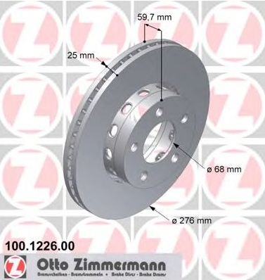 DISK PREDNJI VENTILIRAJUĆI AUDI A8 4,2 QUATTRO 25X276 ZIMMERMANN - DIS192 - 441615301A - 100.1226.00