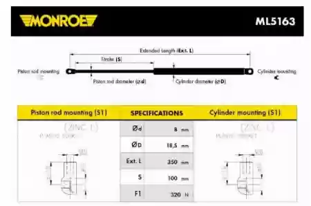 AMORTIZER GEPEKA BMW E46, MONROE 51248254281, ML5163