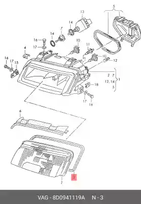 Dihtung fara Audi A4 1995-1999 Bosch far, Original 8D0941119A, 