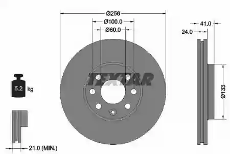 DISK PREDNJI VENTILIRAJUĆI . 256X24 ASTRA G 4 RUPE TEXTAR, 0