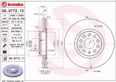 DISK PREDNJI VENTILIRAJUĆI AUDI A1 A3 Q2 Q3 TT SEAT ŠKODA KAROQ KODIAQ VW G7 25X312 BREMBO 1K0615301