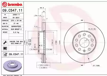 DISK PREDNJI VENTILIRAJUCI AUDI A3 SEAT LEON SKODA OCTAVIA VW GOLF 7 BREMBO 424X276 BREMBO 5Q0615301