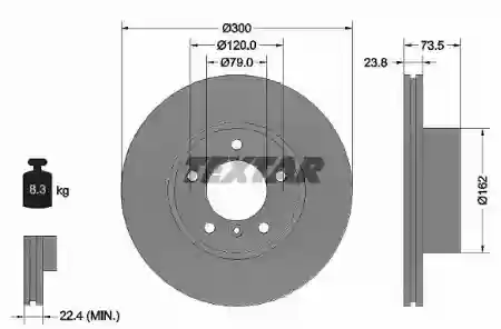 DISK PREDNJI VENTILIRAJUĆI . BMW E81 E90 E91 TEXTAR, 3411677