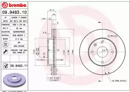 DISK PREDNJI VENTILIRAJUĆI FIAT DOBLO PALIO PUNTO STRADA 257x20 BREMBO 60811266, 09.5870.14