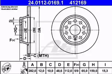 Disk zadnji 12X286 VW PASAT  Golf ATE, 1K0615601M-AD, 24.011