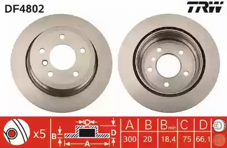 DISK ZADNJI BMW E81 E84 E90 -2015 TRW, 34216855008, DF4802,