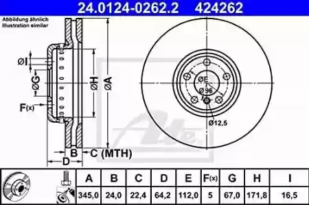 DISK ZADNJI BMW G30 G11 -2023 ATE, 34206880079, 24.0124-0262.2