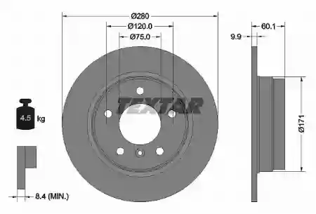 DISK ZADNJI OBIČAN BMW E36 E46 TEXTAR, 34211165457, 92055703