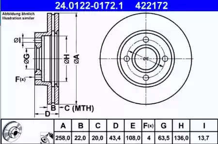 DISK ZADNJI VENTILIRAJUĆI 258.4x22.1 FORD FOCUS MAZDA 2 CIFA