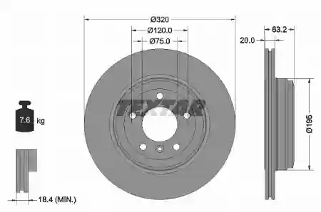 DISK ZADNJI VENTILIRAJUĆI BMW E60 E63 TEXTAR, 34216772085, 9