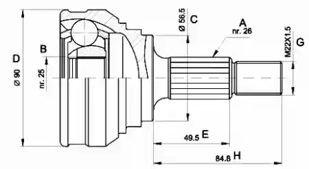 HOMOKINETIČKI ZGLOB AUDI A100  1976-1989 431498099A, SVA150