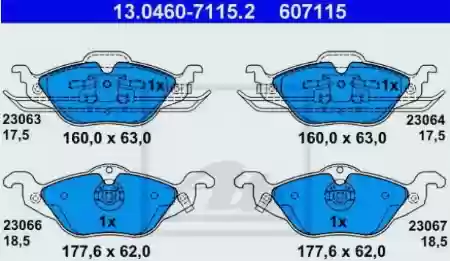 PLOCICE PREDNJE ASTRA G 1400cm3, 1700cm3 ATE, 1605034, 13046