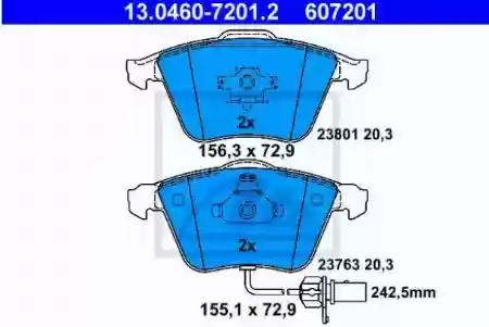 Pločice prednje Audi A6 3.0 2004- ATE, 4F0698151A-4F0698151D