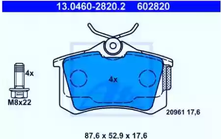 Plocice zadnje VW Golf 4, CITROEN C4, Renault Megane 2, ATE,