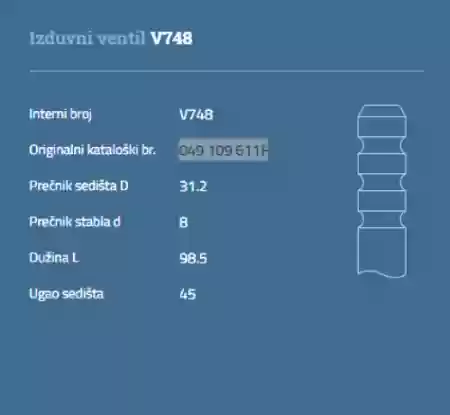 VENTIL IZDUVNI VW 1978-1986 AUDI 1978-1986 AUTOVENTIL, 04910