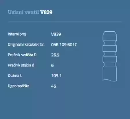 VENTIL USISNI AUDI VW ŠKODA SEAT 1.8T AUTOVENTIL, 058109601C