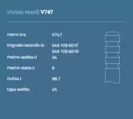 VENTIL USISNI AUDI 80 1,3 VW JETTA PASAT 1.6 BENZIN -1984 AU