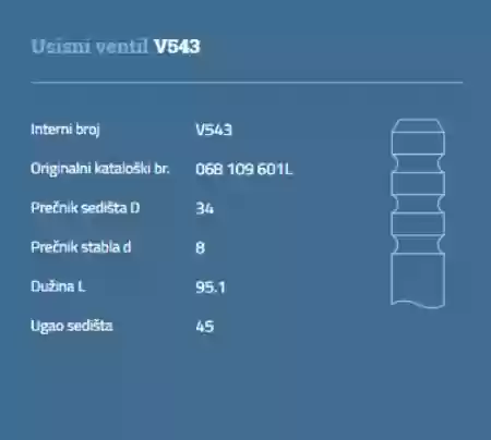 VENTIL USISNI AUDI 80 VW GOLF1 1600CM3 DIZEL AUTOLINE, 06810