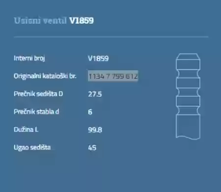 VENTIL USISNI BMW E39 520D AUTOVENTIL 11347799612, V1859
