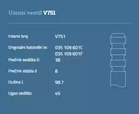 VENTIL USISNI VW 1800CM3-2100CM3 AUTOVENTIL, 035109601F, V75