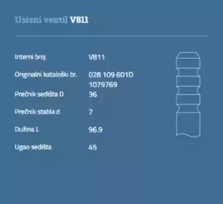 VENTIL USISNI VW 1900CM3 TDI AUTOVENTIL V811