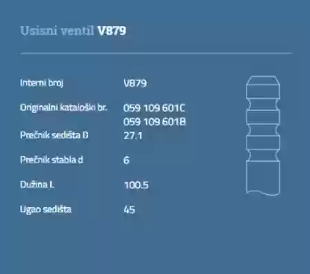 VENTIL USISNI  VW AUDI V6 2.5TDI AUTOVENTIL 059109601B, V879
