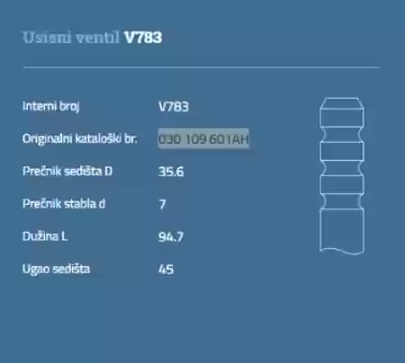 VENTIL USISNI  VW GOLF POLO ŠKODA OCTAVIA FELICIA SEAT AUTOV