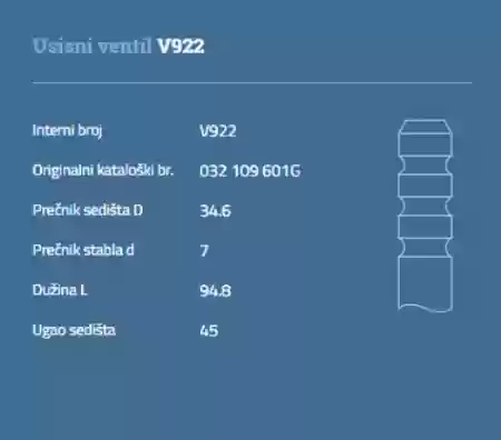 VENTIL USISNI VW GOLF 3 VENTO SEAT IBIZA CORDOBA 1600CM3 AUT