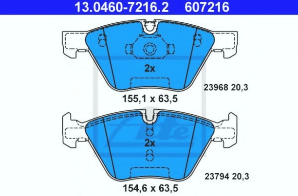 PLOČICE PREDNJE BMW E90 E91 1.8-2.0 DIZEL ATE - 13.0460-7216.2 - 34116777772 - 13.0460-7216.2