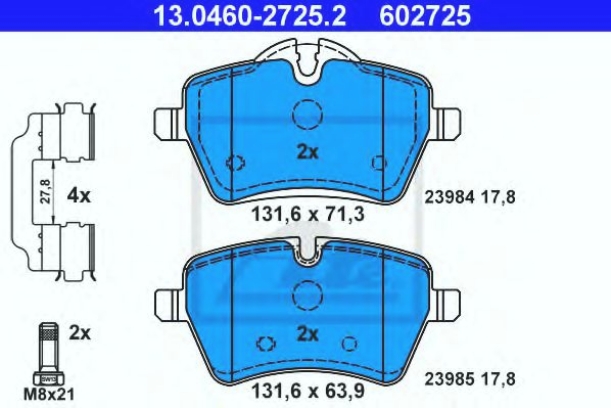 PLOČICE PREDNJE BMW MINI COOPER S ATE - 13.0460-2725.2 - 34116778320 - 13.0460-2725.2