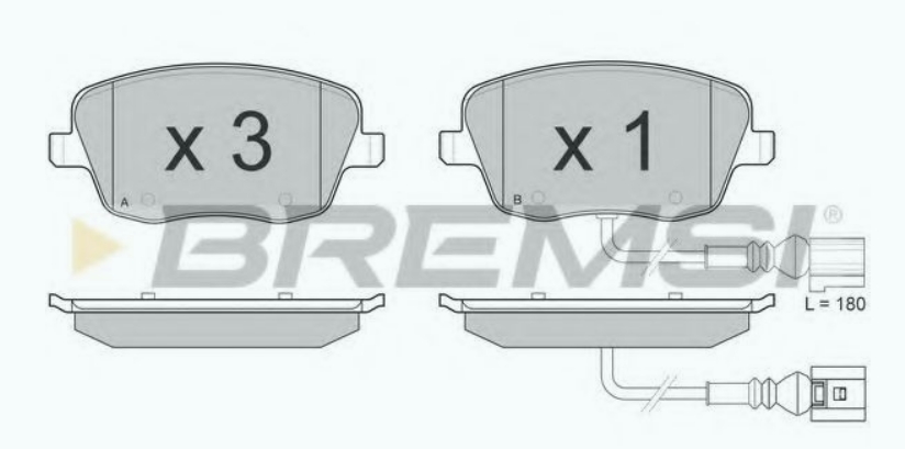 PLOČICE PREDNJE SA KABLOM ŠKODA FABIA VW POLO SEAT IBIZA BREMSI - BP3013 - 6Q0698151C - BP3013