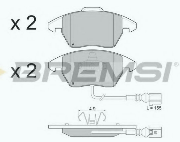PLOČICE PREDNJE VW GOLF 5-6 CADY-3 2004- BREMSI - BP3103 - 5K0698151 - BP3103
