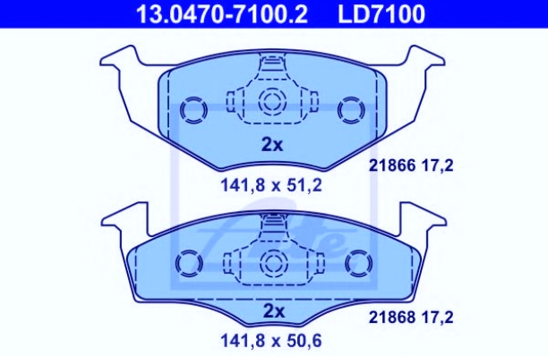 Pločice prednje VW Polo classic sa abs ATE - PLO79 - 6N0698151-C - 13.0460-7100.2