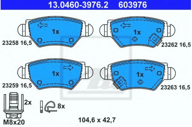 PLOČICE ZADNJE ASTRA G  BOSCH  ATE - 13.0460-3976.2 - 1605093 - 13.0460-3976.2