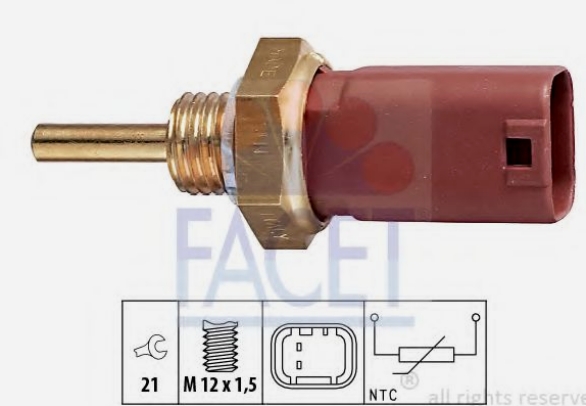 TERMODAVAČ TEMPERATURE FIAT 1.6 16v 2 PINA 1999-2010 FACET - 7.3242 - 46520384 - 7.3242