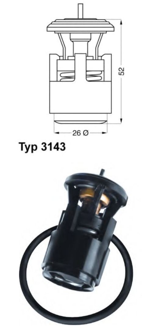 TERMOSTAT IGLICA VW AUDI SEAT ŠKODA 87-102C 1996- WAHLER - TER41 - 032121110B - 3143.87D
