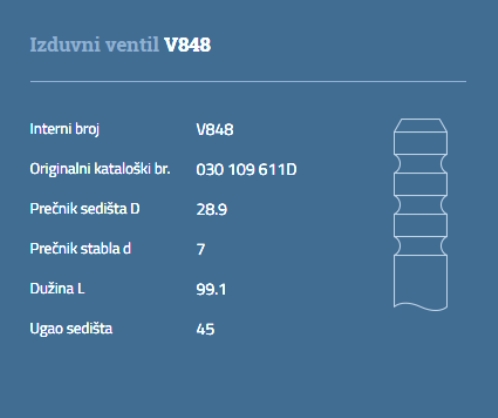 VENTIL IZDUVNI VW POLO VENTO GOLF 3 4 1,4 AUTOVENTIL - VEN42 - 030109611D - V848