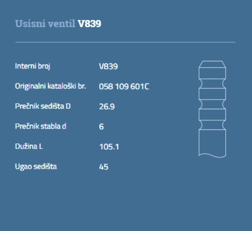 VENTIL USISNI AUDI VW ŠKODA SEAT 1.8T AUTOVENTIL - VEN61 - 058109601C - V839