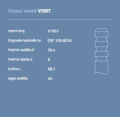 VENTIL USISNI AUDI SEAT SKODA VW 1.2TSI AUTOVENTIL - V1957 - 03F109601A - V1957