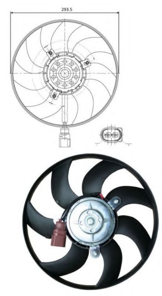 VENTILATOR VW AUDI SEAT ŠKODA 295MM 150 W NRF - 47395 - 1K0959455DG - 47395