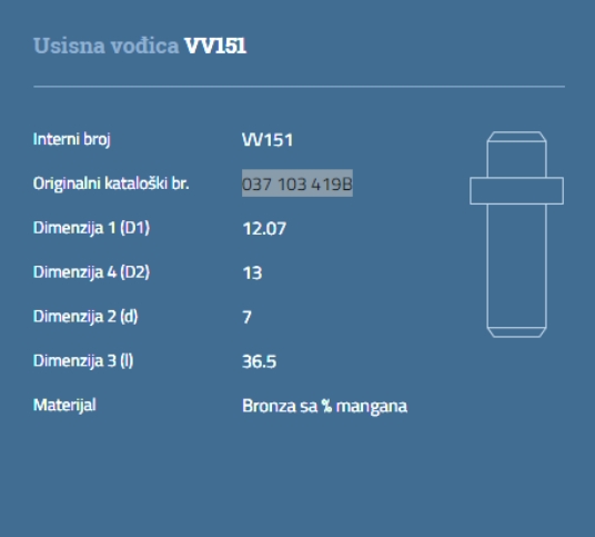 VOĐICA VENTILA USISNA VW LT 2,8 TDI AUTOVENTIL - VV151 - 037103419B - VV151
